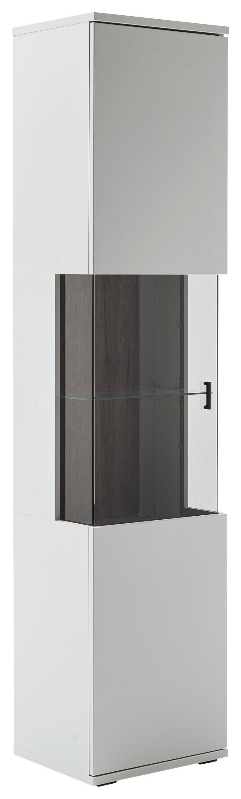 VITRINE in Weiß, Eichefarben  - Eichefarben/Anthrazit, Design, Glas/Holzwerkstoff (45/199/37cm) - Stylife