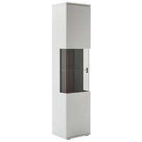 VITRINE Weiss, Eichefarben  45/199/37 cm  - Weiss/Eichefarben, Design, Glas/Holzwerkstoff (45/199/37cm) - Stylife