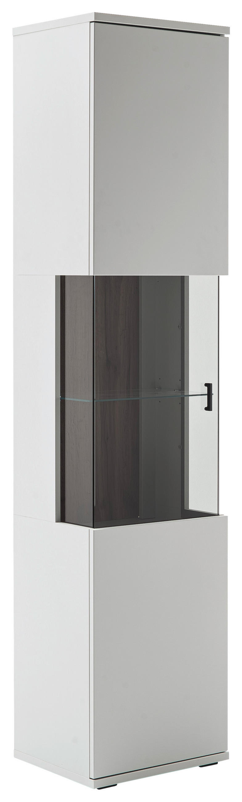 VITRINE Weiss, Eichefarben  45/199/37 cm  - Weiss/Eichefarben, Design, Glas/Holzwerkstoff (45/199/37cm) - Stylife