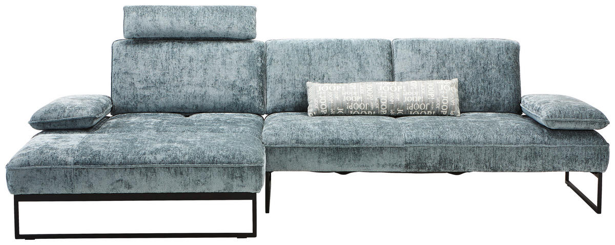 ECKSOFA in Chenille Graublau  - Graublau/Anthrazit, Design, Textil/Metall (160/310cm) - Joop!
