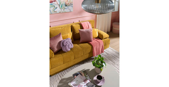 SCHLAFSOFA in Webstoff Gelb - Gelb/Naturfarben, KONVENTIONELL, Holz/Textil (195/90/90cm) - Cantus