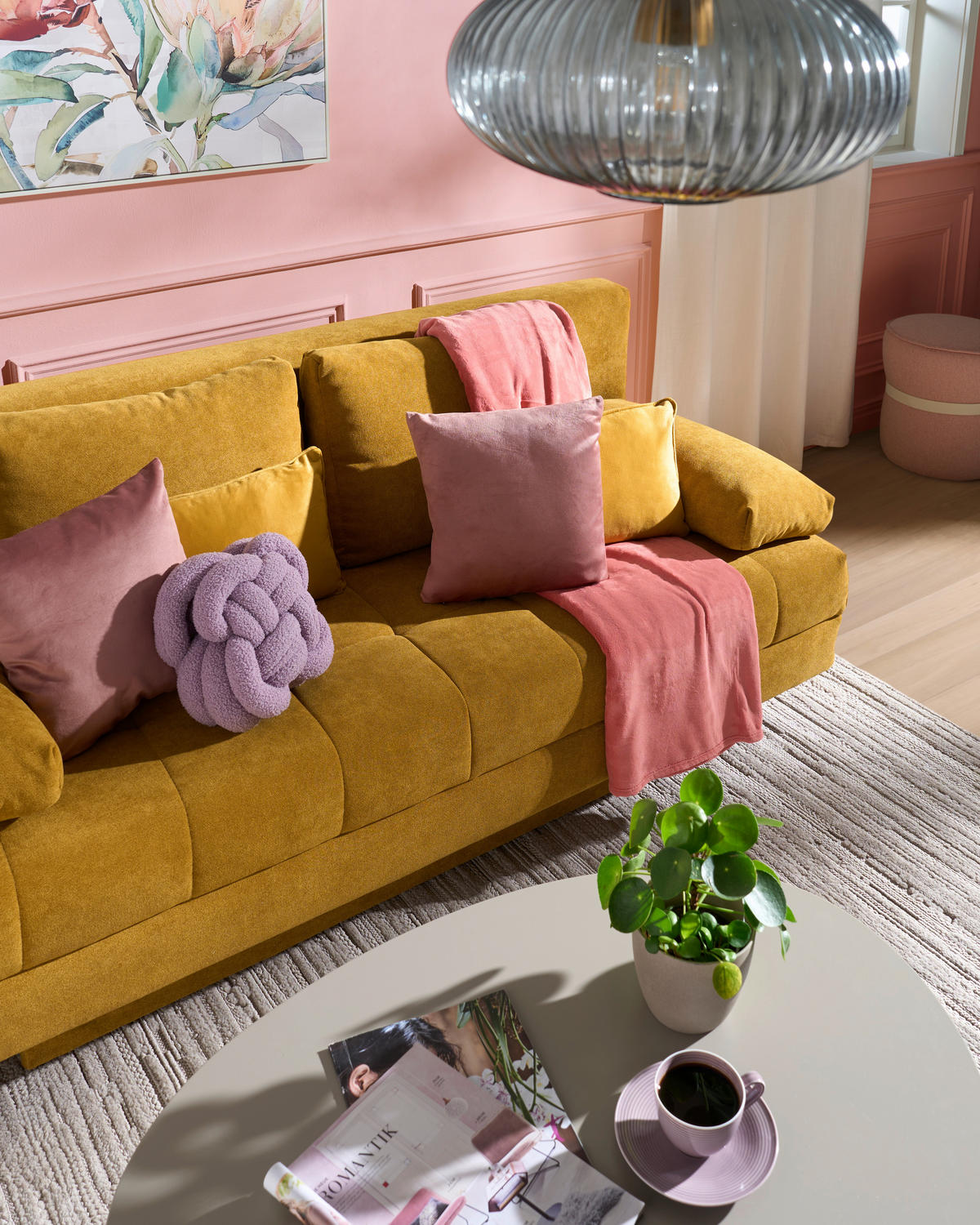 SCHLAFSOFA in Webstoff Gelb  - Gelb/Naturfarben, Konventionell, Holz/Textil (195/90/90cm) - Cantus