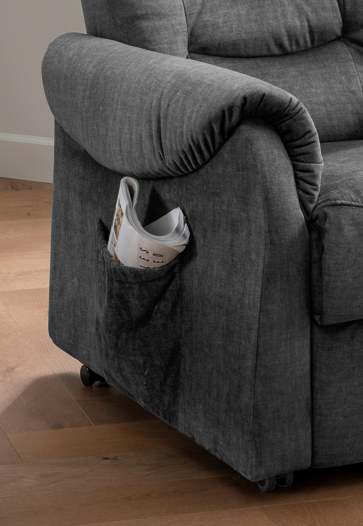 FERNSEHSESSEL in Velours Dunkelgrau  - Dunkelgrau/Schwarz, Design, Kunststoff/Textil (78/107/93cm) - Livetastic