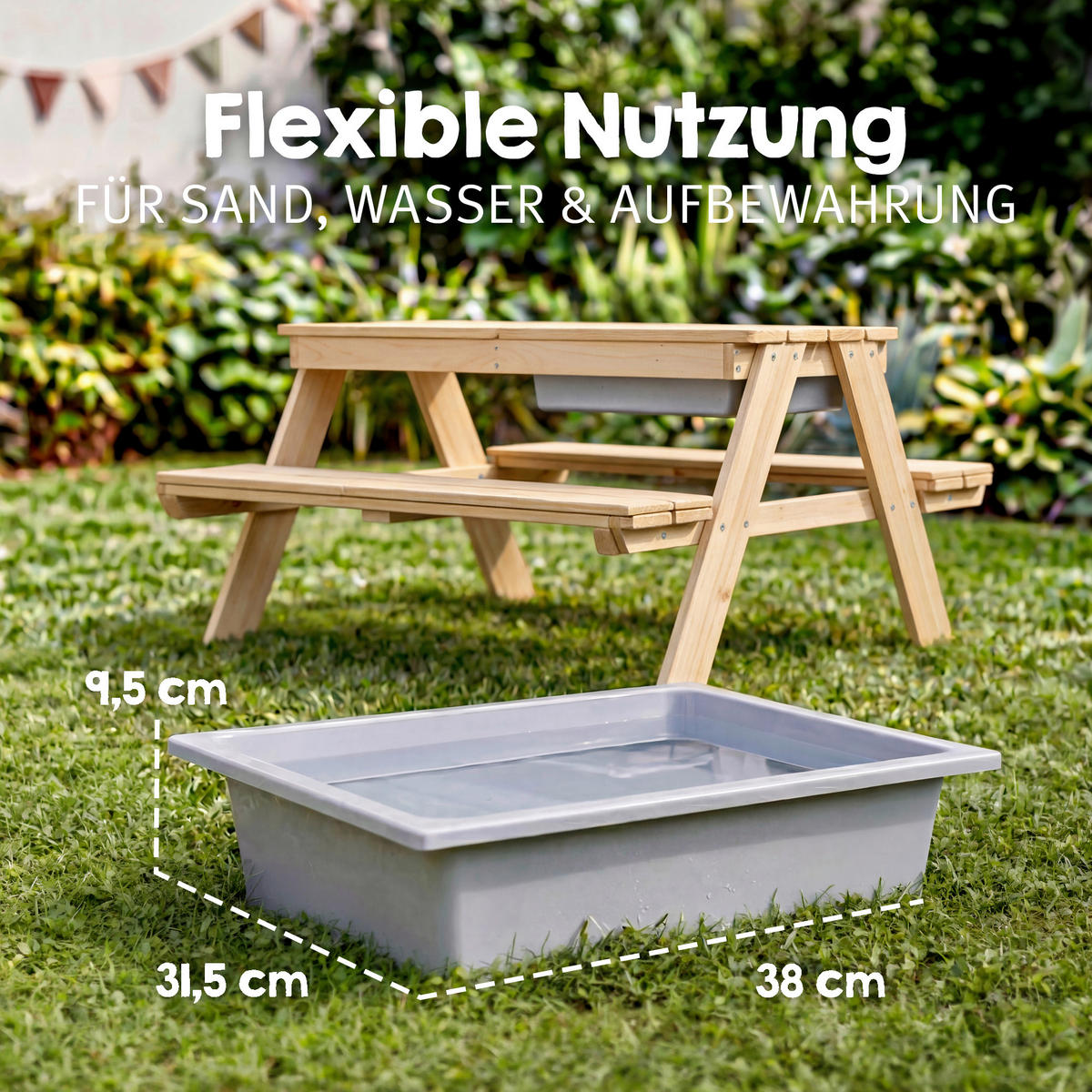 KINDERSPIELTISCH  - Naturfarben/Grau, Basics, Holz/Kunststoff (89/50/85,5cm) - Roba