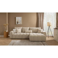 ECKSOFA in Velours Creme  - Creme/Schwarz, Konventionell, Kunststoff/Textil (298/168cm) - Carryhome