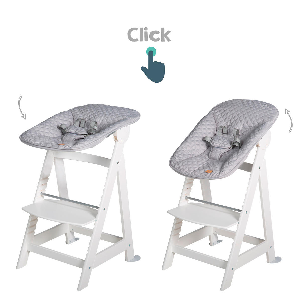 HOCHSTUHL roba Style BornUp Grau, Silberfarben, Weiß Grau/Weiß  - Silberfarben/Weiß, Basics, Holzwerkstoff/Textil (52/94/66,5cm) - Roba