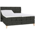 BOXSPRINGBETT 180/200 cm  in Dunkelgrau  - Eichefarben/Dunkelgrau, KONVENTIONELL, Holz/Textil (180/200cm) - Voleo