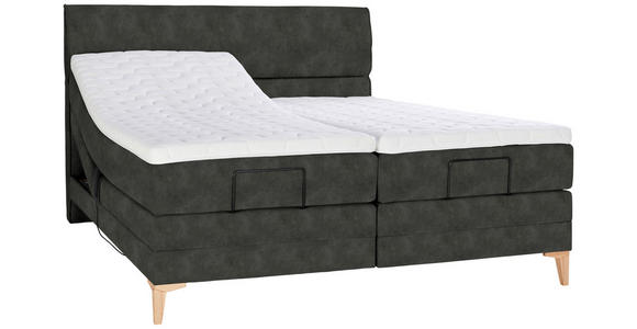 BOXSPRINGBETT 180/200 cm  in Dunkelgrau  - Eichefarben/Dunkelgrau, KONVENTIONELL, Holz/Textil (180/200cm) - Voleo