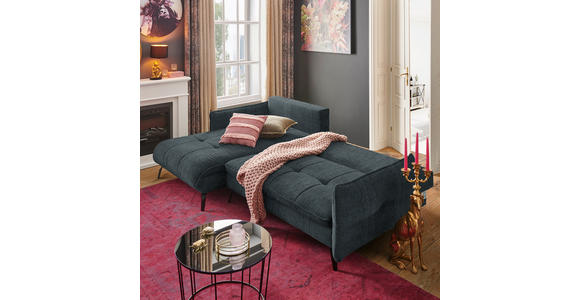 ECKSOFA in Flachgewebe Blau, Grün - Blau/Schwarz, Design, Textil/Metall (180/273cm) - Hom`in