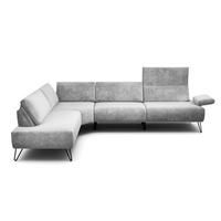 ECKSOFA Cosy Hellgrau Samt  - Hellgrau/Schwarz, Design, Textil/Metall (213/288-303cm) - SENSOO