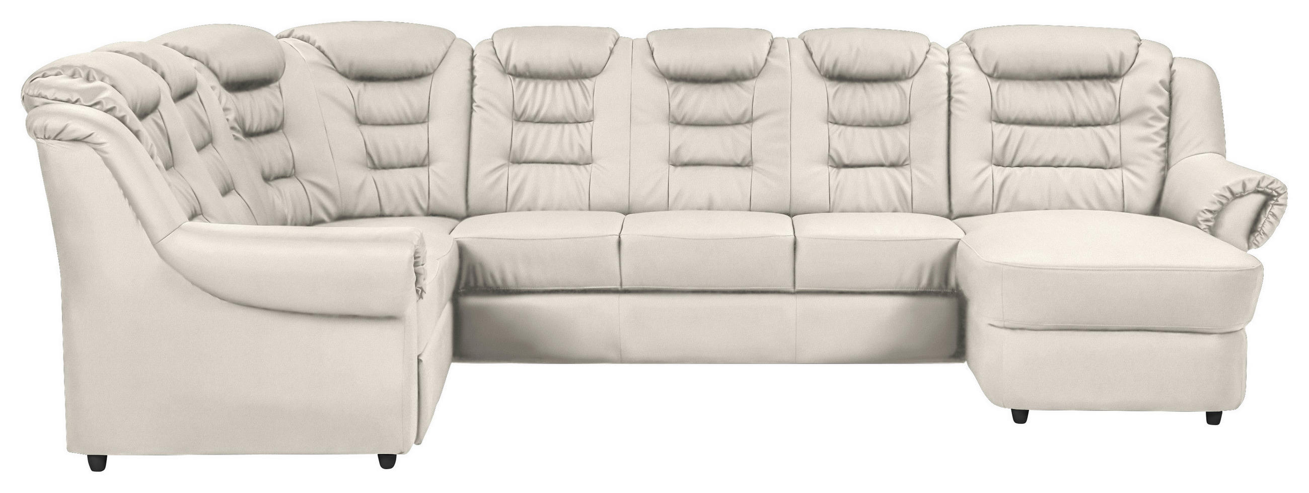 WOHNLANDSCHAFT in Lederlook Weiss - Weiss/Schwarz, Konventionell, Kunststoff/Textil (216/333/165cm) - Livetastic