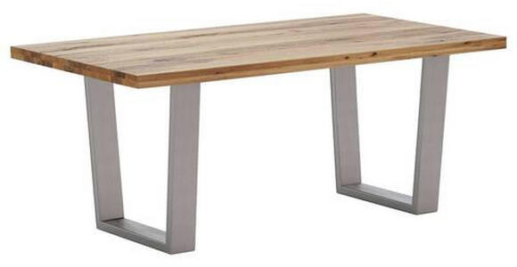 ESSTISCH Wildeiche rechteckig Edelstahlfarben, Wildeiche - Wildeiche/Edelstahlfarben, Design, Holz/Metall (220/100/76cm) - Waldwelt
