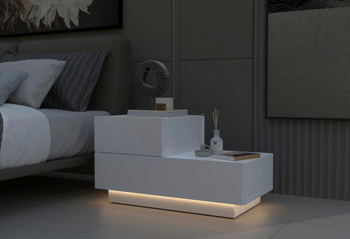 NATTDUKSBORD i vit  - vit, Design, trämaterial (70/39/30cm) - Livetastic