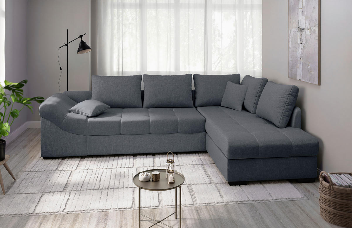 ECKSCHLAFSOFA in Anthrazit Textil   - Anthrazit/Schwarz, Modern, Holz/Textil (298/202cm) - MID.YOU