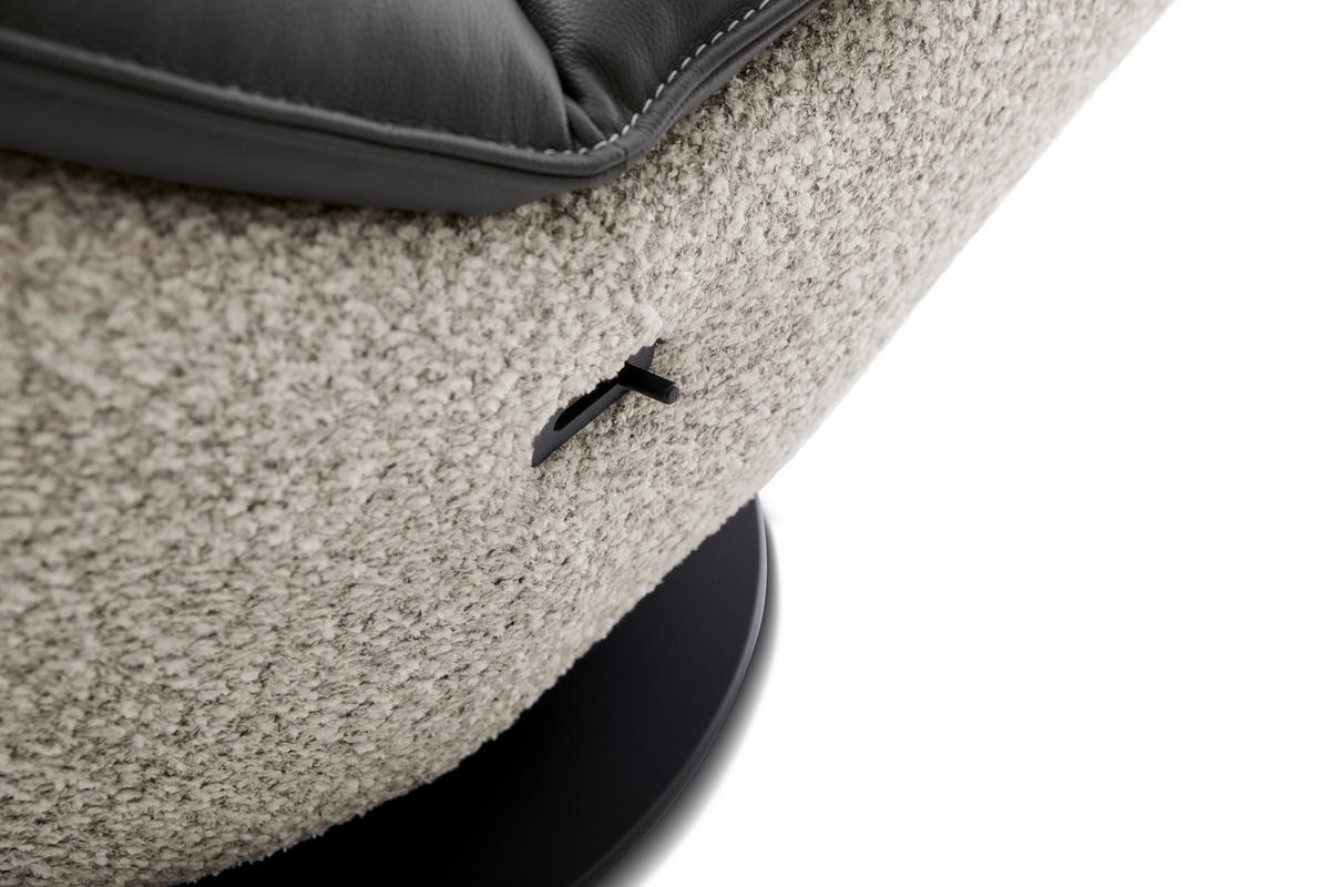 RELAXLIEGE Echtleder Chenille Dunkelgrau, Grauweiß  - Dunkelgrau/Grauweiß, Design, Leder/Textil (78cm) - Koinor