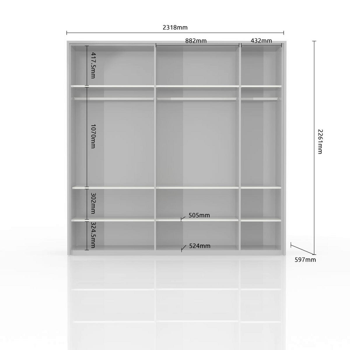 ORMAR SA KLASIČNIM VRATIMA bela, bela visoki sjaj   - bela visoki sjaj/bela, Dizajnerski, pločasti materijal/plastika (232/226cm)