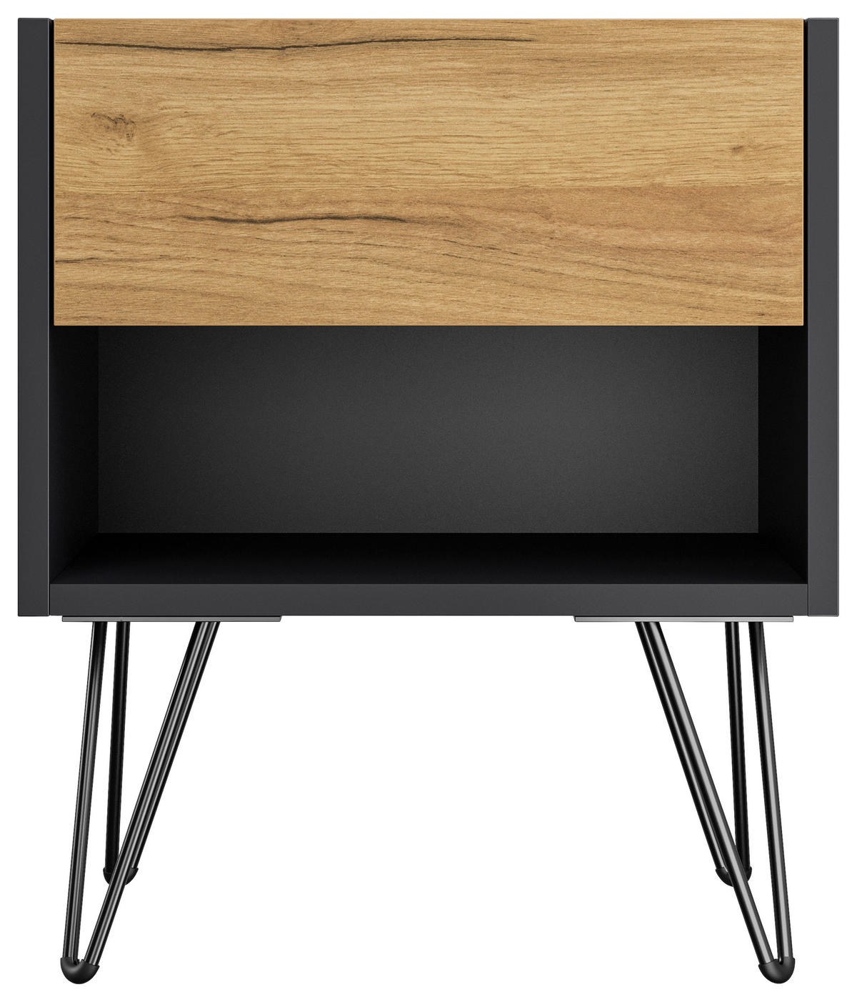 NACHTTISCH 41,2/50/35,6 cm  - Eichefarben/Graphitfarben, Basics, Holzwerkstoff/Metall (41,2/50/35,6cm) - MID.YOU