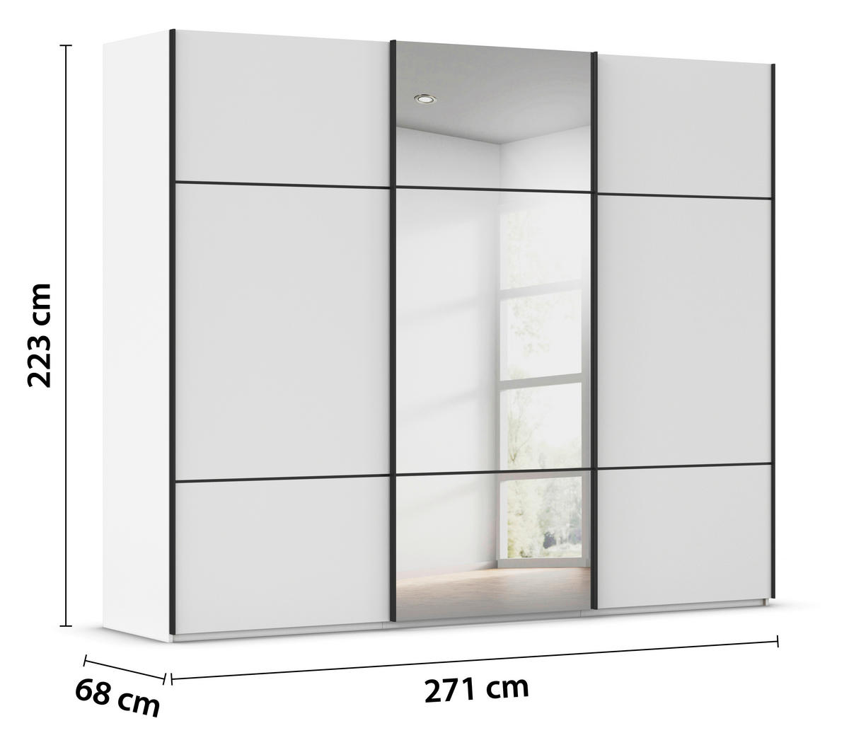 SCHWEBETÜRENSCHRANK in Weiss  - Weiss/Schwarz, Konventionell, Glas/Holzwerkstoff (271/223/68cm) - Novel