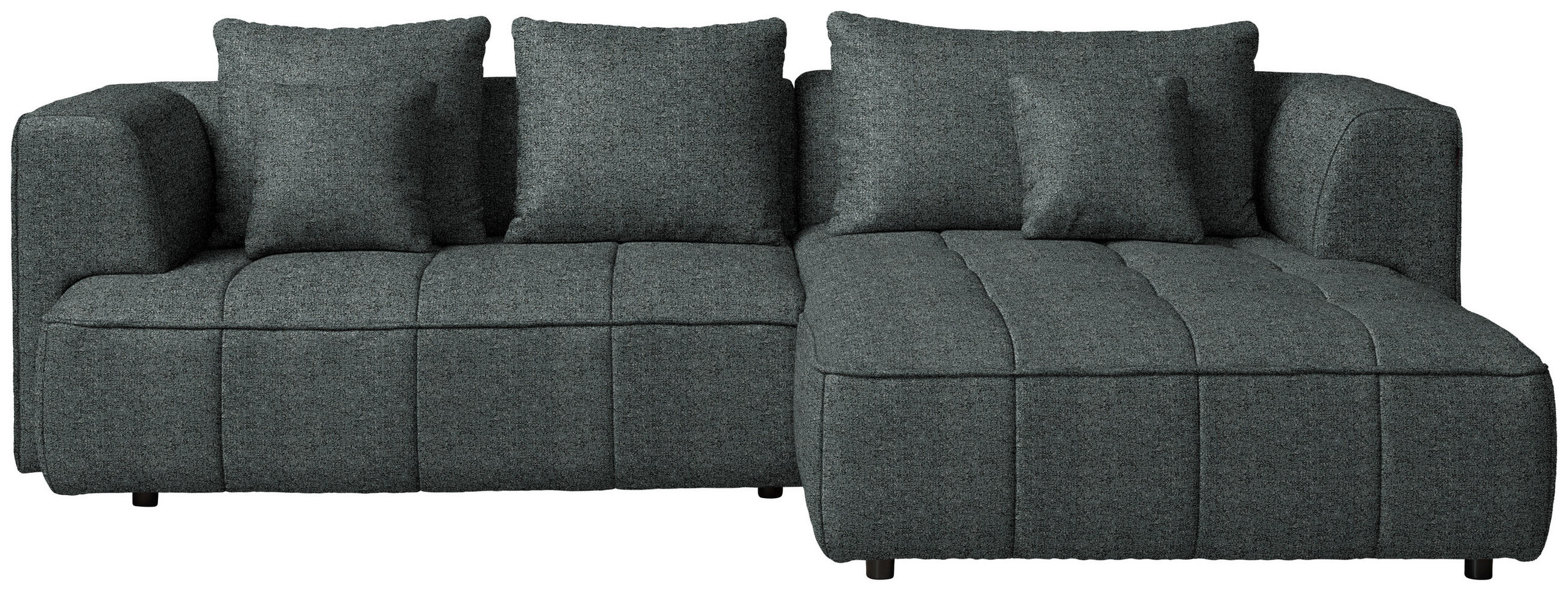 ECKSOFA Webstoff Dunkelgrau  - Dunkelgrau/Schwarz, Design, Kunststoff/Textil (288/188cm) - Welnova