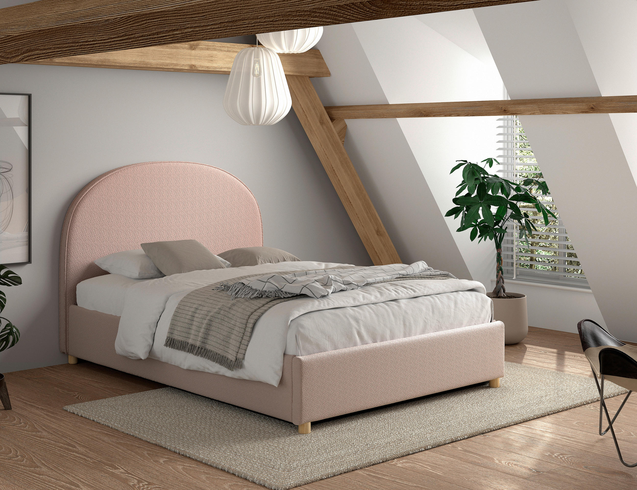 KINDER-/JUNIORBETT - Naturfarben/Rosa, ROMANTIK / LANDHAUS, Holz/Textil (140/200cm) - Vipack