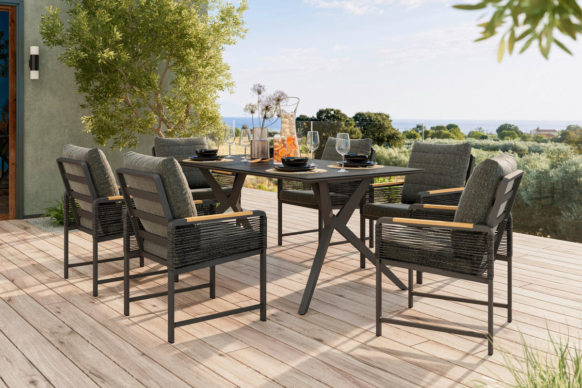 VRTNI SEDEŽ  aluminij naravne barve, temno siva  - temno siva/naravne barve, Moderno, kovina/umetna masa (59/86/68cm) - Ambia Garden