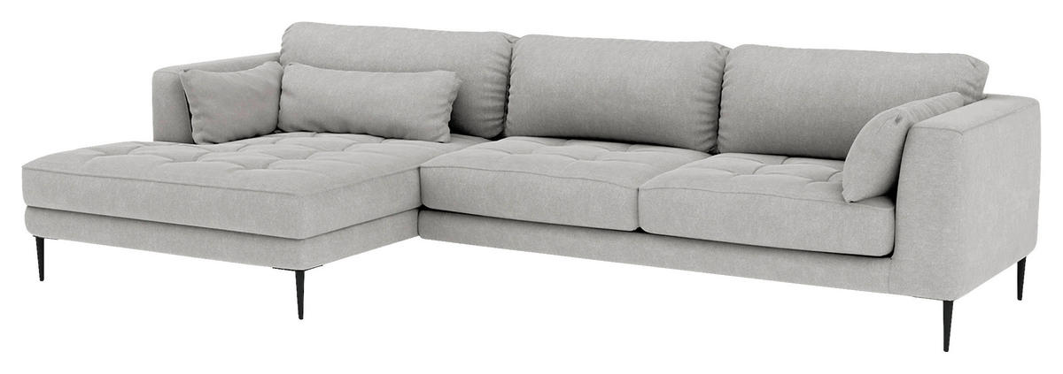 ECKSOFA Grau Struktur  - Schwarz/Grau, Design, Textil/Metall (168/275cm) - home24