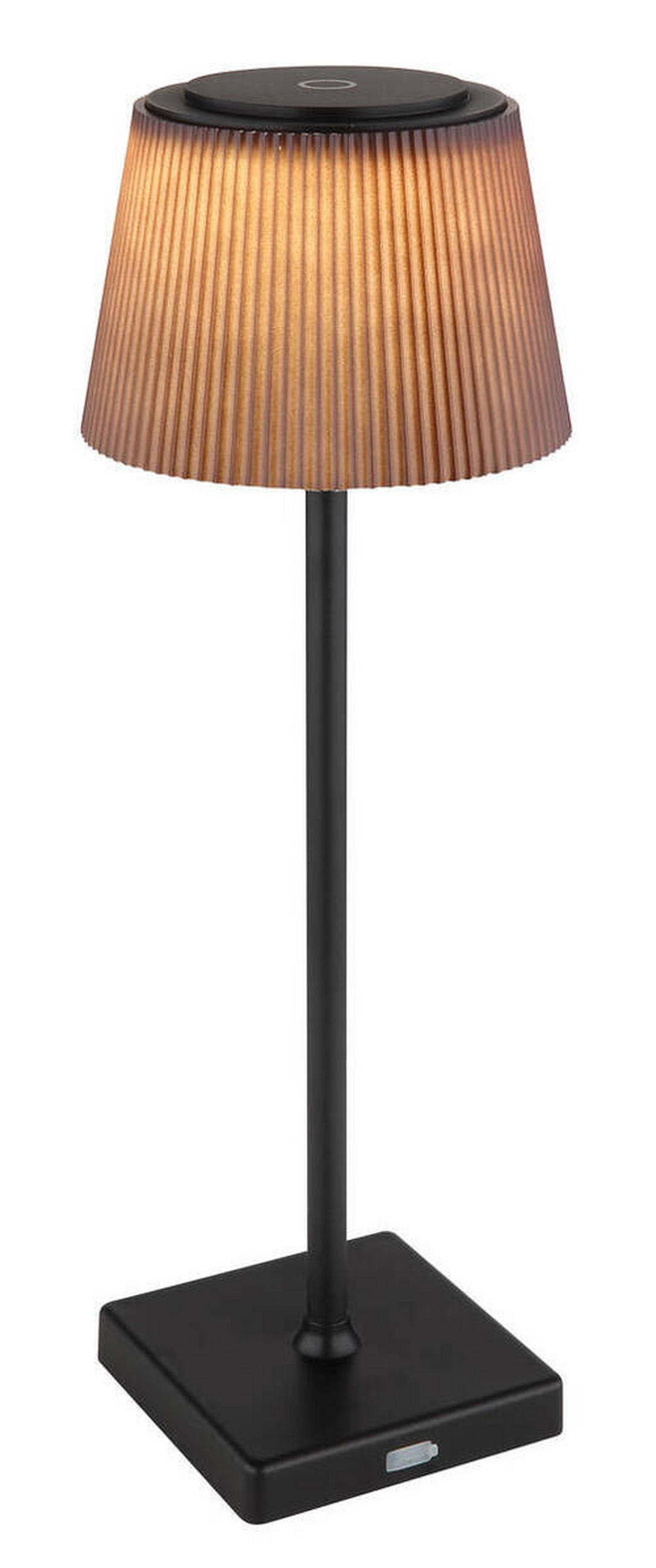 AKKU-TISCHLEUCHTE - Schwarz/Braun, Design, Kunststoff/Metall (13/38cm) - Globo