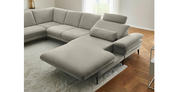 WOHNLANDSCHAFT  in Chenille, Flachgewebe Greige  - Greige/Schwarz, Design, Textil/Metall (208/344/180cm) - Dieter Knoll