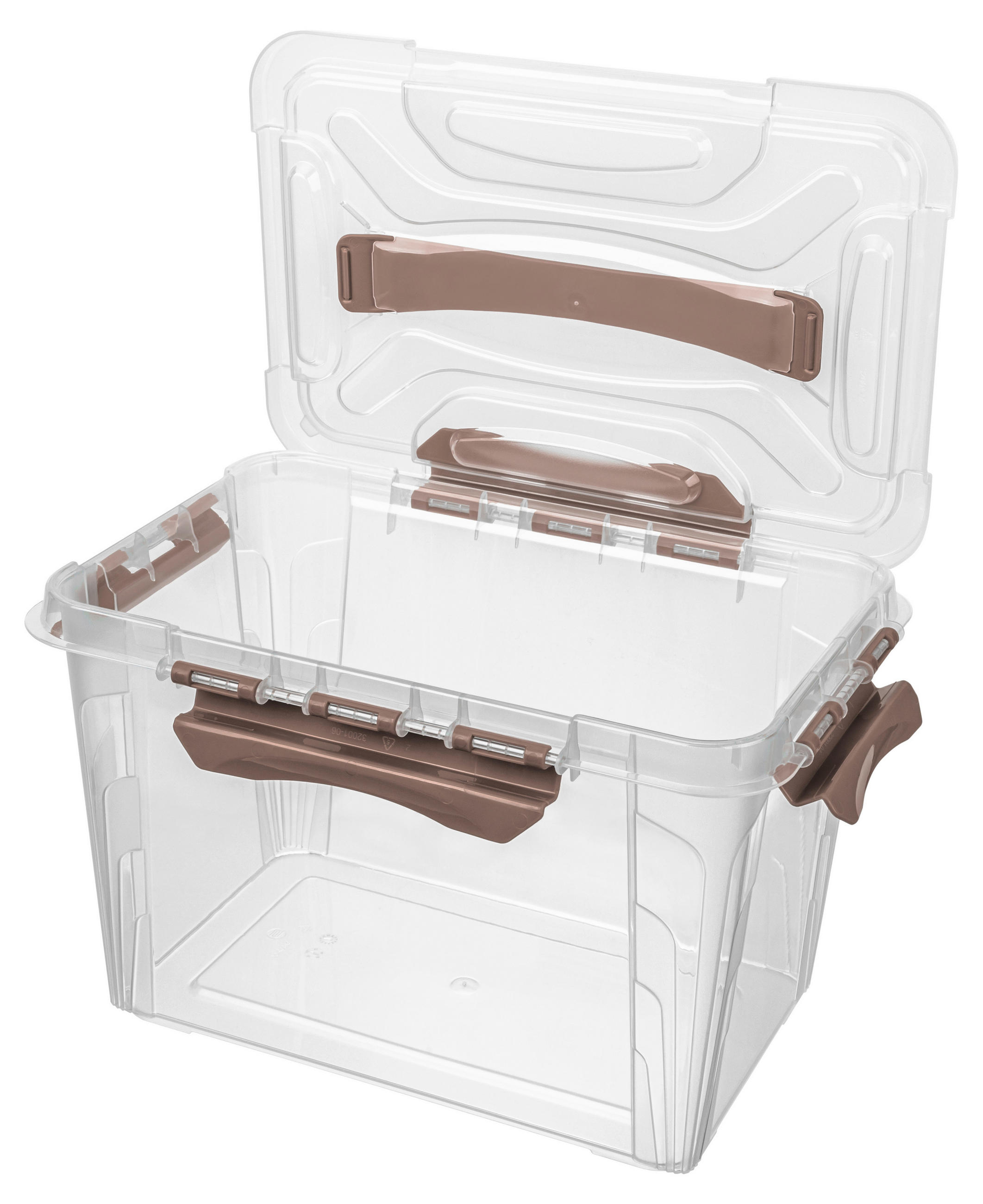BOX S VÍKEM, 6.6 l - průhledné/šedohnědá, Basics, plast (29/19/18cm)