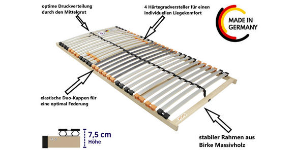 LATTENROST 90/200 cm  - Naturfarben, Basics, Holz (90/200cm) - Xora