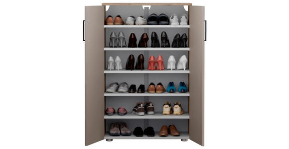 SCHUHSCHRANK 80/120/38 cm  - Eichefarben/Silberfarben, Basics, Holzwerkstoff/Kunststoff (80/120/38cm) - Moderano