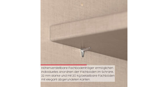 DREHTÜRENSCHRANK 101/223/61 cm,  in Champagner, 2-türig  - Champagner, Basics, Glas/Holzwerkstoff (101/223/61cm) - Novel