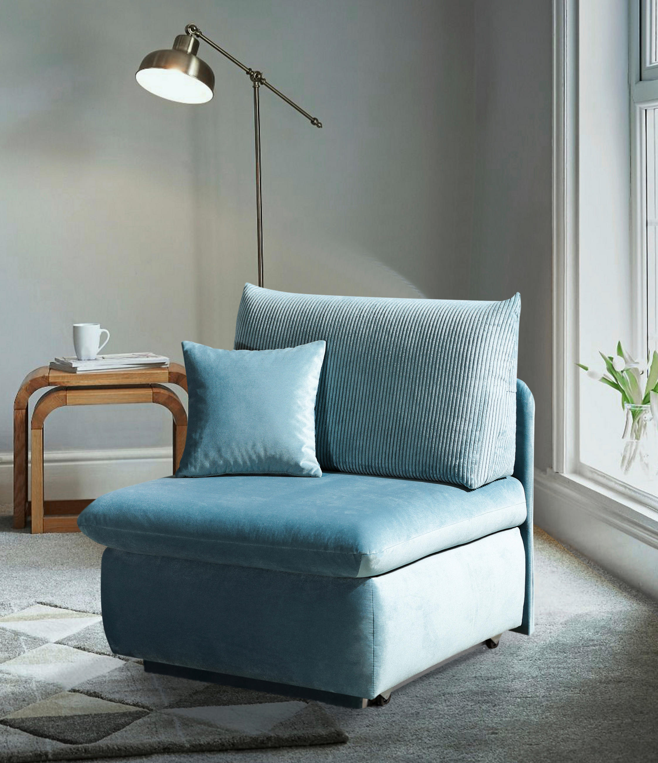 SCHLAFSESSEL Cord Türkis  - Türkis, Design, Kunststoff/Textil (90/89/83cm) - Novel