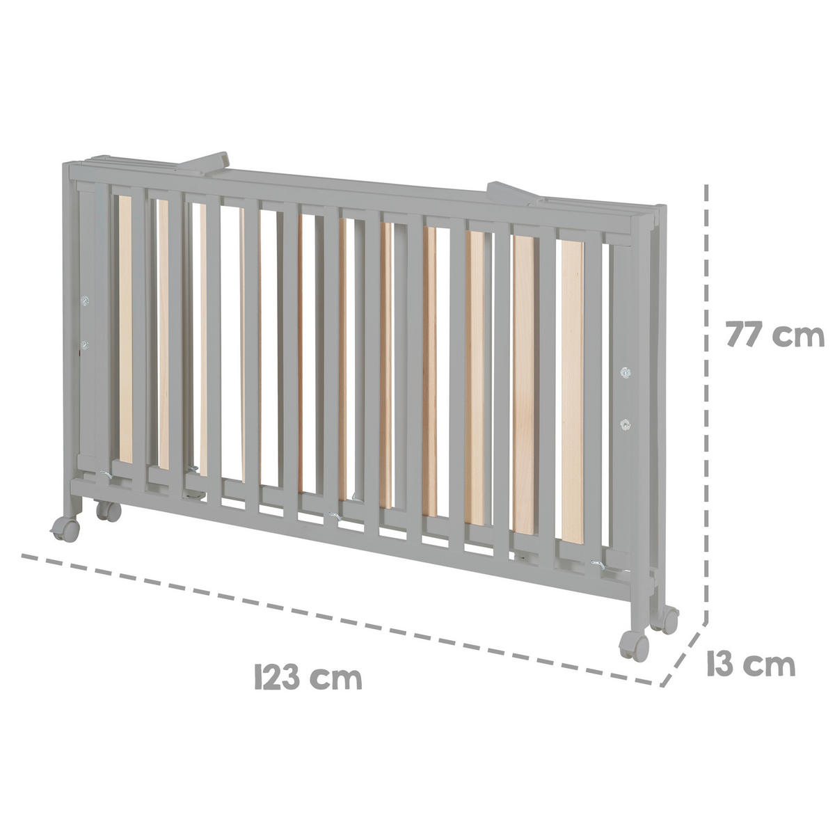 GITTERBETT Fold Up 123/64,5/77 cm  - Taupe, KONVENTIONELL, Holzwerkstoff (123/64,5/77cm) - Roba