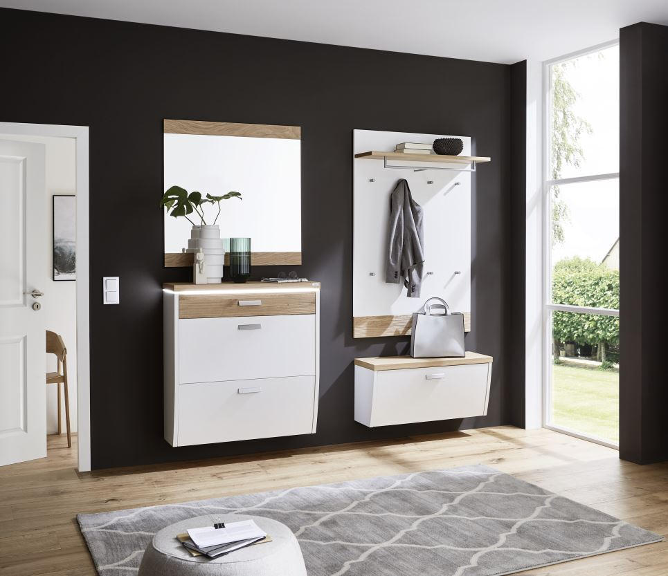 GARDEROBE Weiß, Eichefarben - Eichefarben/Weiß, Design, Holz (200/200/32cm) - Dieter Knoll