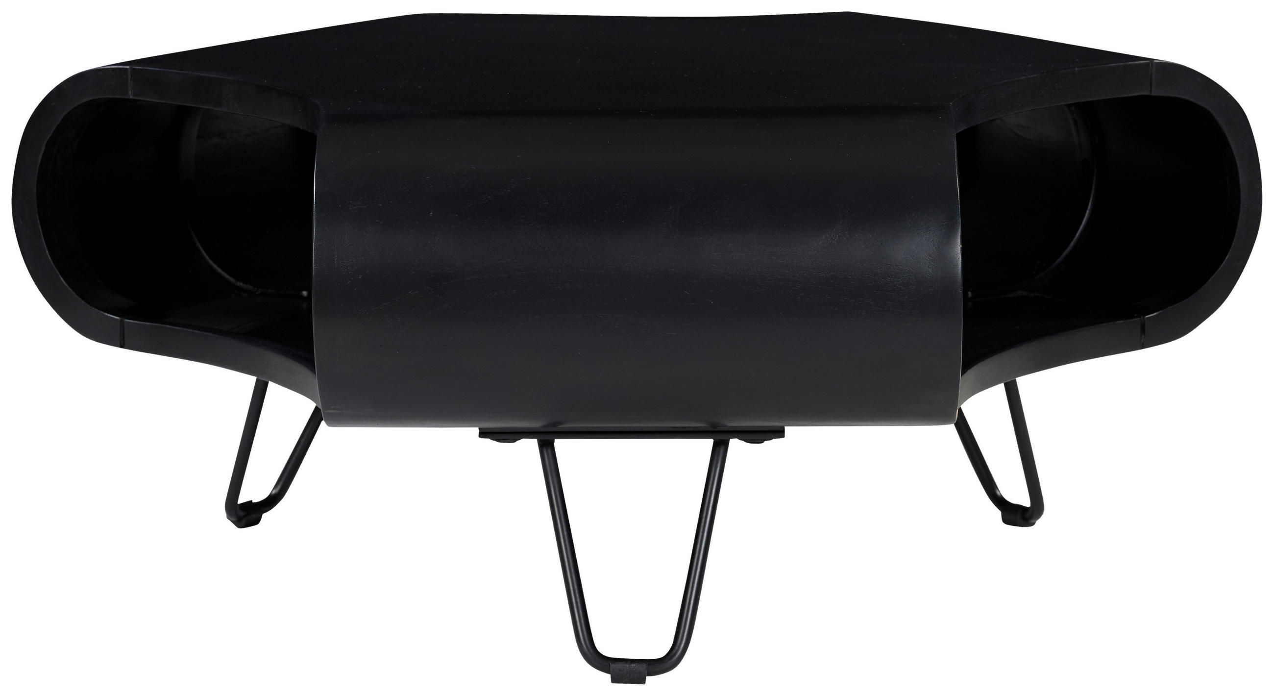 COUCHTISCH Akazie vollmassiv 95/95/39 cm dreieckig Schwarz  - Schwarz, Design, Holz/Metall (95/95/39cm) - Livetastic