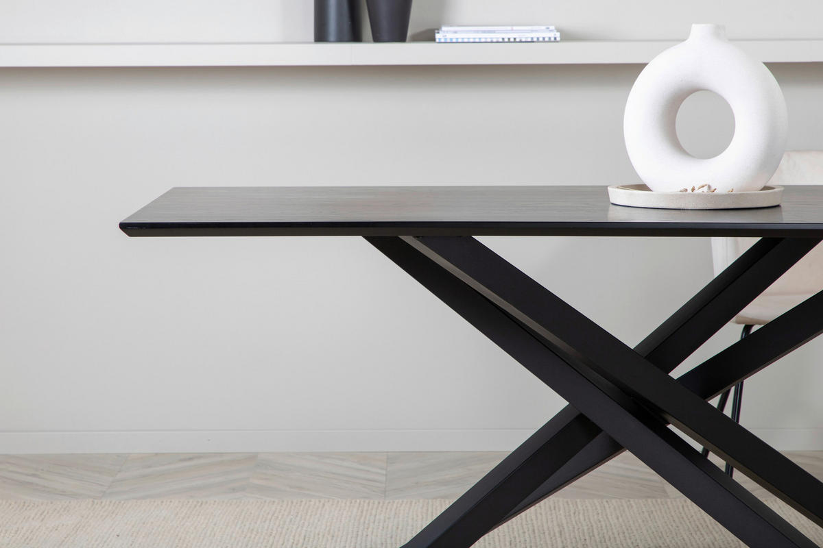 ESSTISCH furniert rechteckig Schwarz  - Schwarz, Design, Holzwerkstoff/Metall (180/90/76cm) - Livetastic