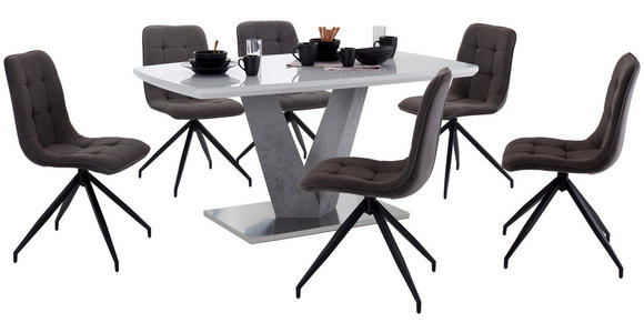 Esstisch Nizza 160 - Edelstahlfarben/Weiß, MODERN, Glas/Holzwerkstoff (160/76/90cm) - Luca Bessoni
