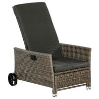 GARTENLIEGE 68/105/175 cm  - Dunkelgrau/Grau, KONVENTIONELL, Kunststoff/Textil (68/105/175cm) - Gardenson