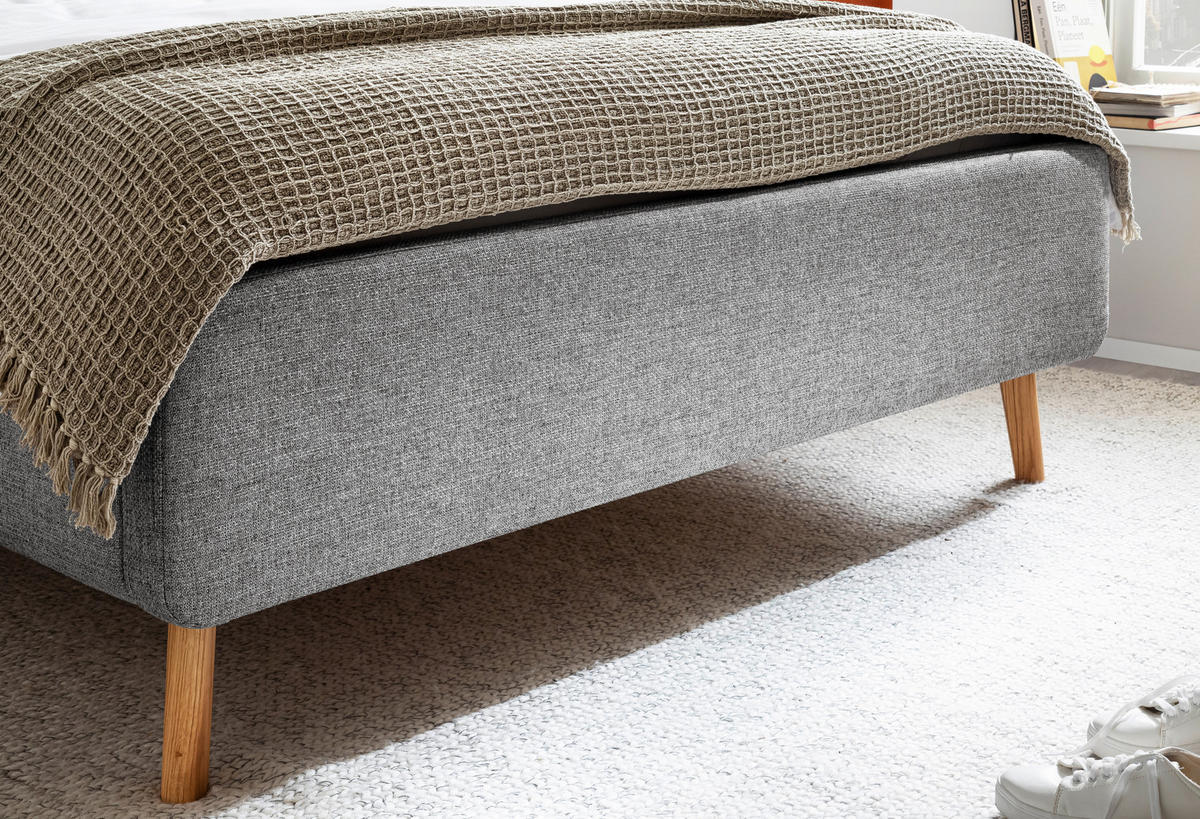 LIT REMBOURRÉ 140/200 cm  in Grau  - Eichefarben/Birkefarben, Konventionell, Holz/Textil (140/200cm) - Boxxx
