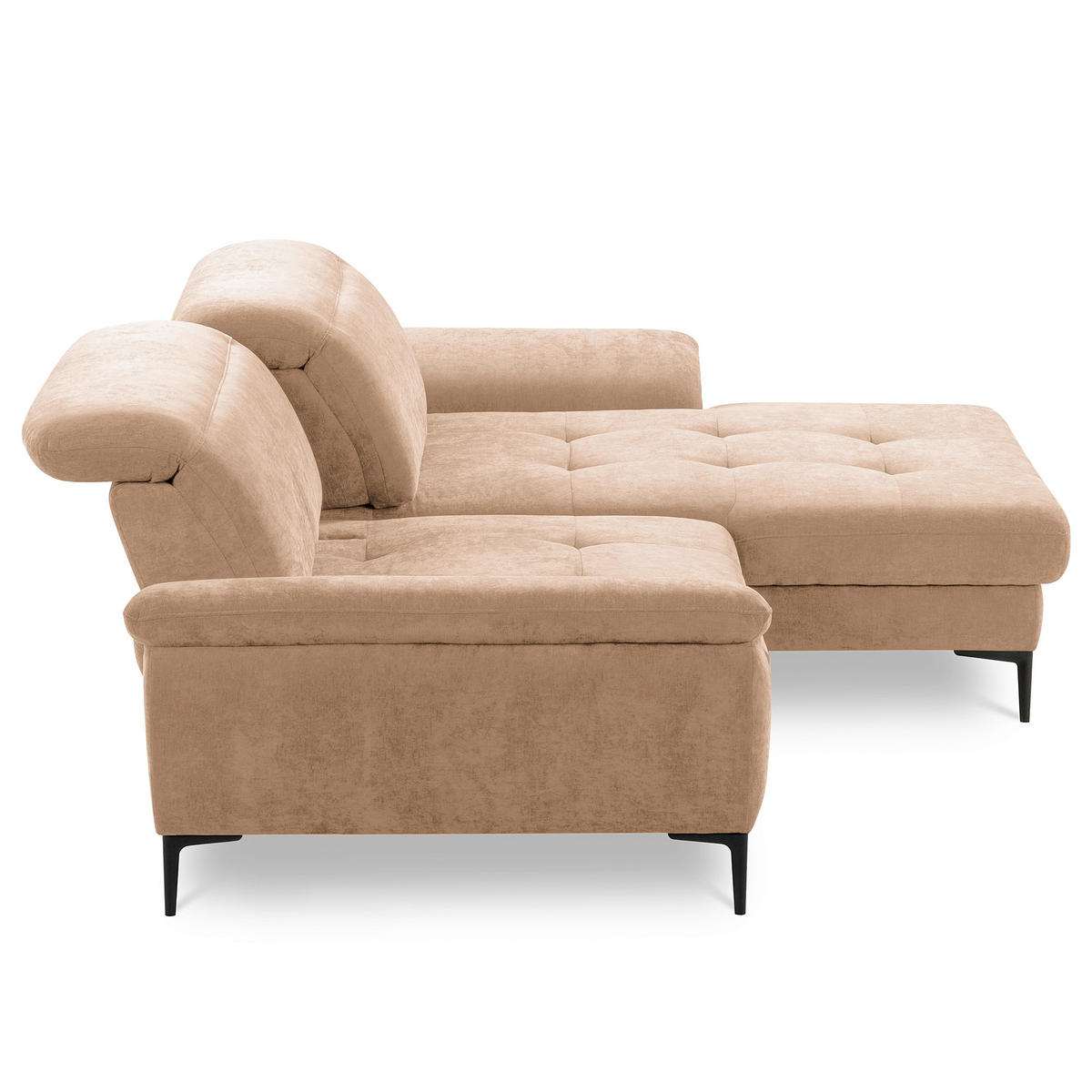 ECKSOFA  Webstoff Rotbraun  - Rotbraun/Schwarz, Design, Textil/Metall (268/195cm) - Livetastic