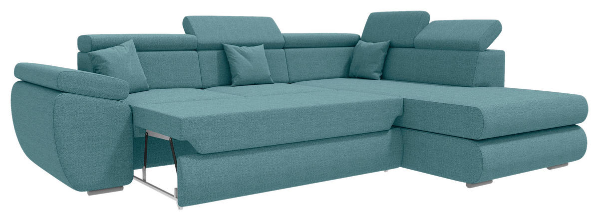 ECKSOFA Petrol Struktur  - Chromfarben/Petrol, KONVENTIONELL, Kunststoff/Textil (282/205cm) - Carryhome