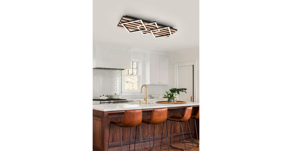 LED-DECKENLEUCHTE 63/29/7,5 cm   - Eichefarben/Schwarz, Basics, Holzwerkstoff/Kunststoff (63/29/7,5cm) - Novel