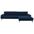 ECKSOFA  in Velours Dunkelblau  310/180 cm  - Schwarz/Dunkelblau, Design, Textil/Metall (310/180cm) - Dieter Knoll