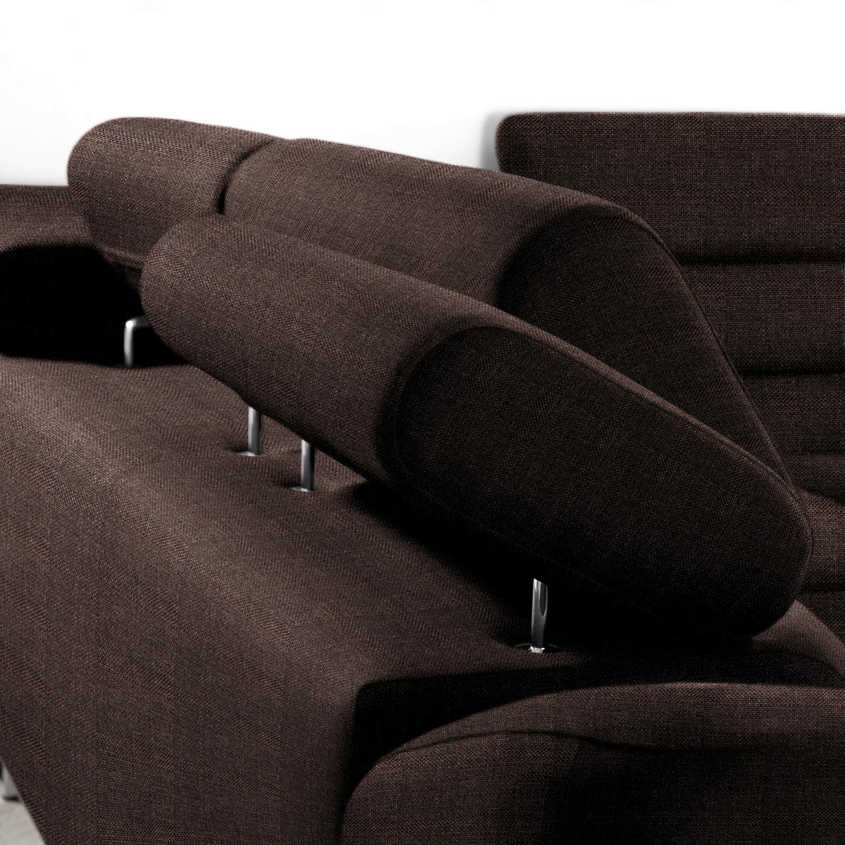 ECKSOFA in Webstoff Dunkelbraun  - Dunkelbraun, Design, Textil/Metall (280/235cm) - Hom`in