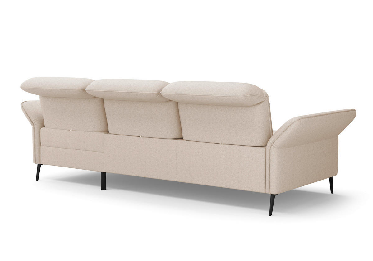 ECKSOFA in Flachgewebe Creme  - Creme/Schwarz, Konventionell, Textil/Metall (264/198cm) - Sit & More