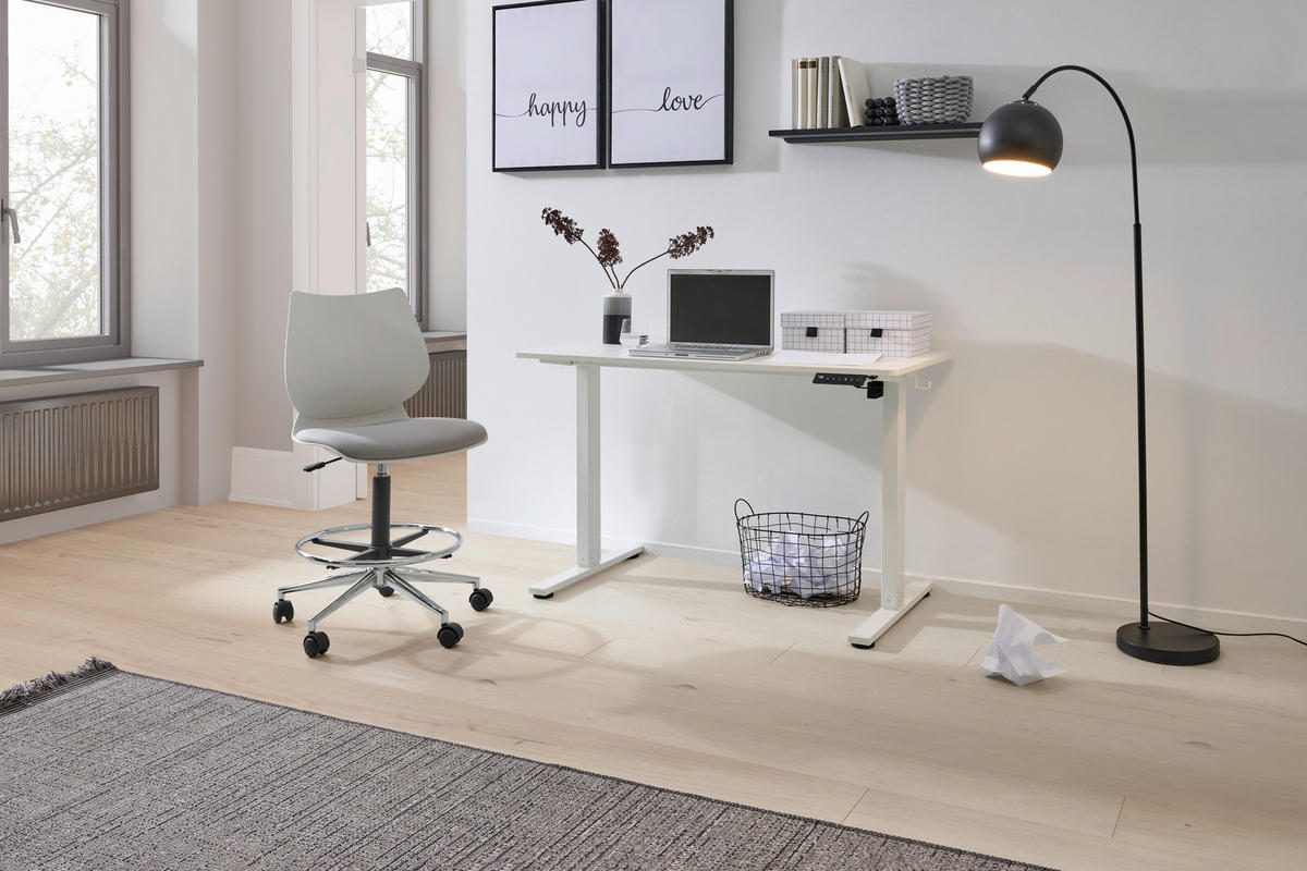 SCHREIBTISCH 120/60/73,5-123 cm  in Weiß  - Weiß, MODERN, Holzwerkstoff/Metall (120/60/73,5-123cm) - Livetastic