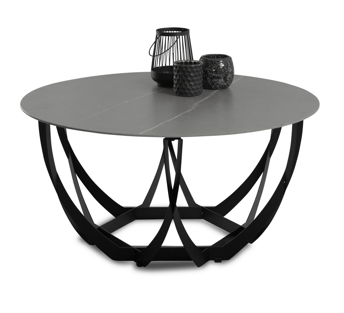 COUCHTISCH 80/80/40 cm rund Grau, Schwarz  - Schwarz/Grau, Basics, Stein/Metall (80/80/40cm) - Xora