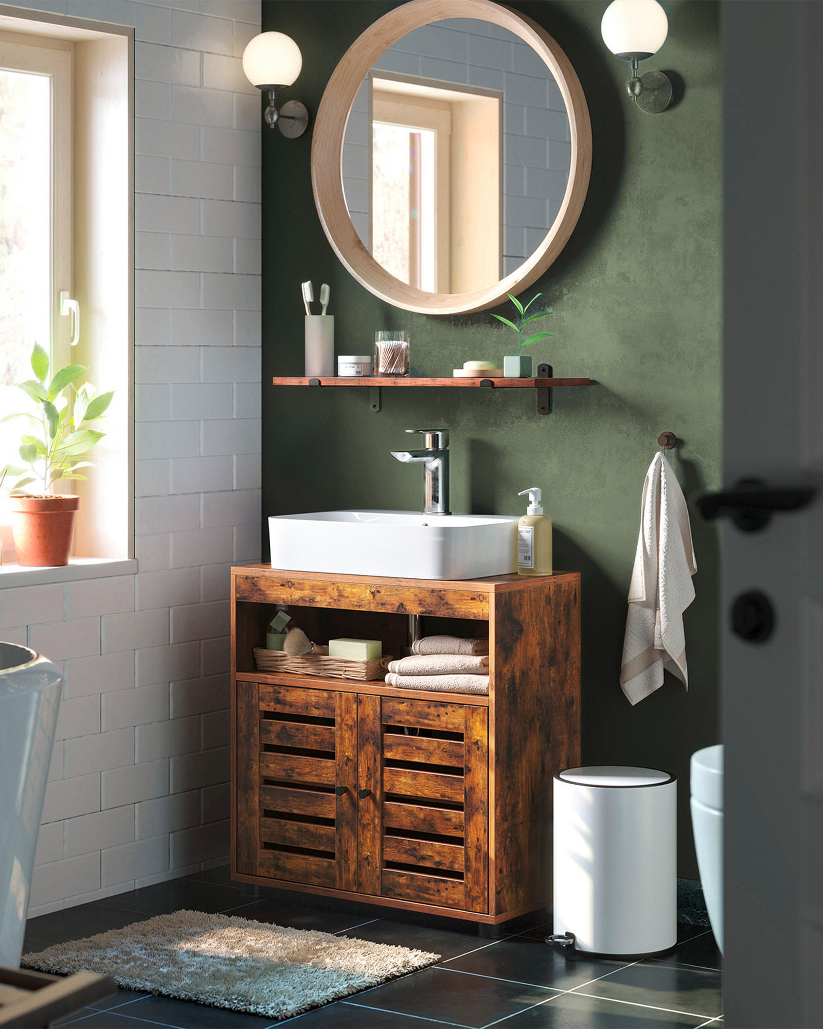 WASCHBECKENUNTERSCHRANK 60/63/30 cm  - Schwarz/Braun, Trend, Holzwerkstoff/Kunststoff (60/63/30cm) - MID.YOU