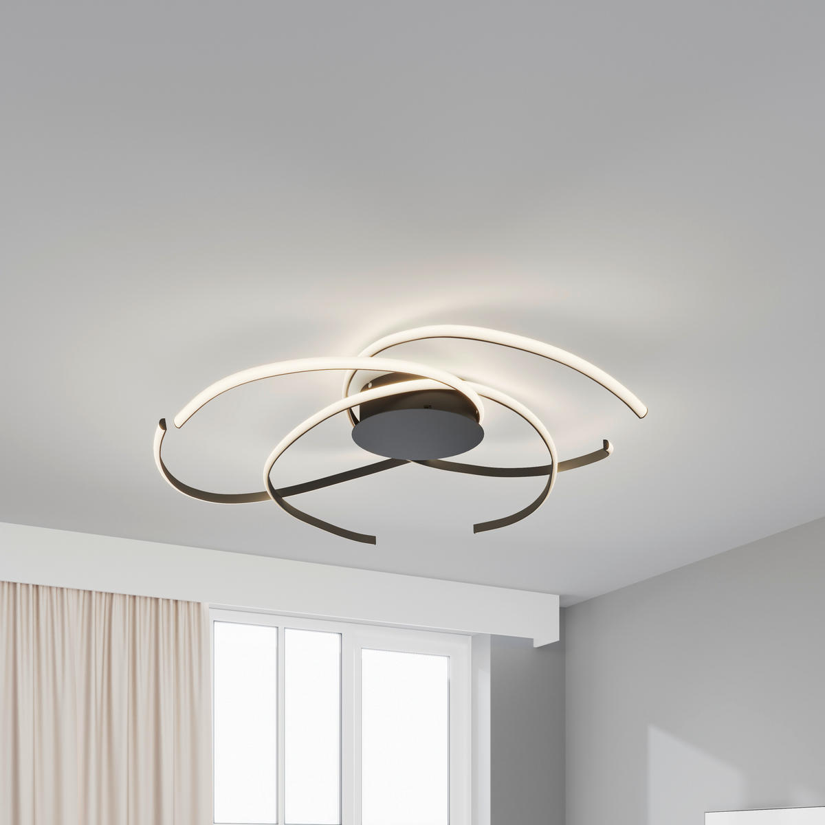 LED-DECKENLEUCHTE Norwich 98/25 cm   - Schwarz, Design, Kunststoff/Metall (98/25cm) - Novel